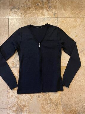 Classic navy blue like brooks brothers jcrew Talbots  Zip-Front Women's sweater